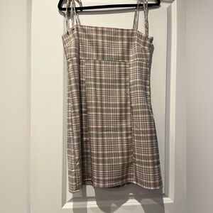 Plaid dress in pinkish purple